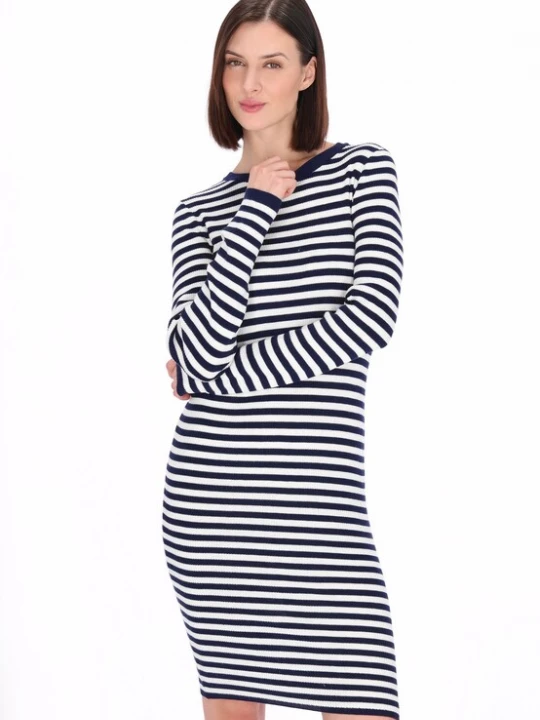 Foto van product usha BLUE LABEL Gebreide jurk navy / wit