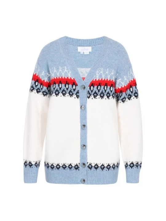 Foto van product usha BLUE LABEL Oversized vest hemelsblauw / rood / zwart / offwhite