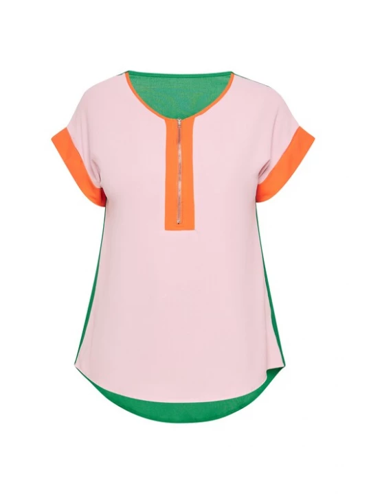 Foto van product SANIKA Shirt 'Fashion Look' groen / oranje / rosé