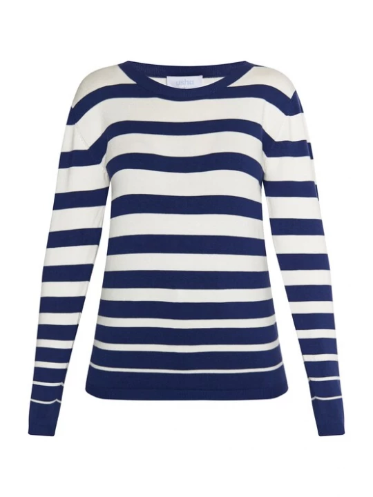 Foto van product usha BLUE LABEL Trui 'Fenia' donkerblauw / wit