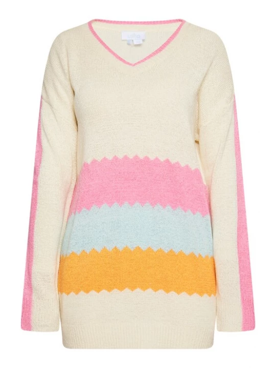 Foto van product usha BLUE LABEL Trui lichtblauw / oranje / pink / wolwit