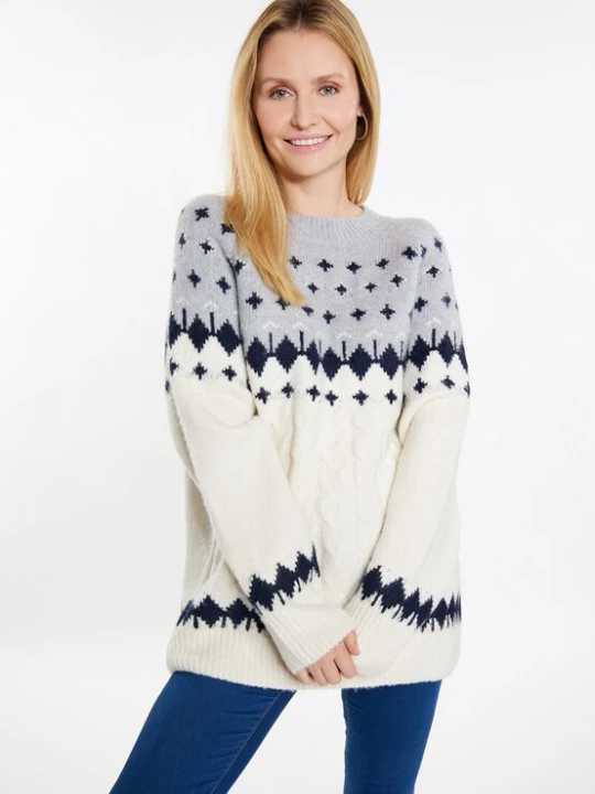 Foto van product usha BLUE LABEL Trui navy / grijs / wit