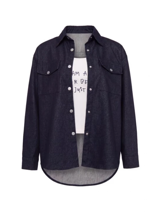 Foto van product usha BLUE LABEL Tussenjas 'Maritim' blauw denim / wit