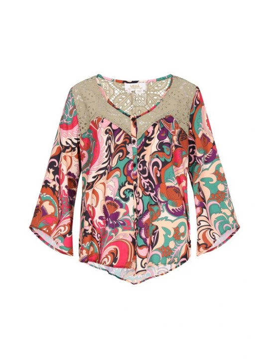 Foto van product usha FESTIVAL Blouse cognac / riet / donkerlila / zwart