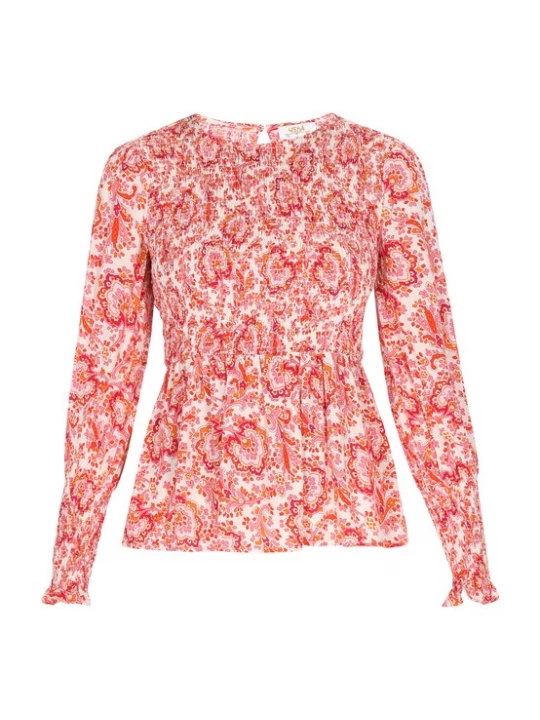 Foto van product usha FESTIVAL Blouse donkeroranje / rood / watermeloen rood / wit