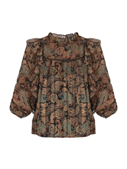 Foto van product usha FESTIVAL Blouse 'Fashion Look' beige / aqua / bruin / zwart