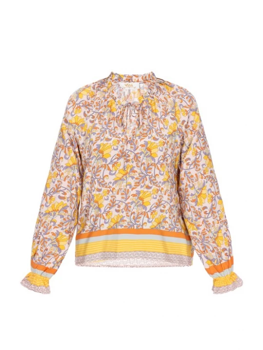 Foto van product usha FESTIVAL Blouse 'Festival' ecru / geel / lila / oranje