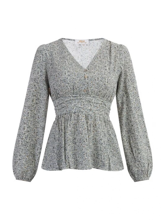 Foto van product usha FESTIVAL Blouse 'Rakata' bruin / zwart / offwhite