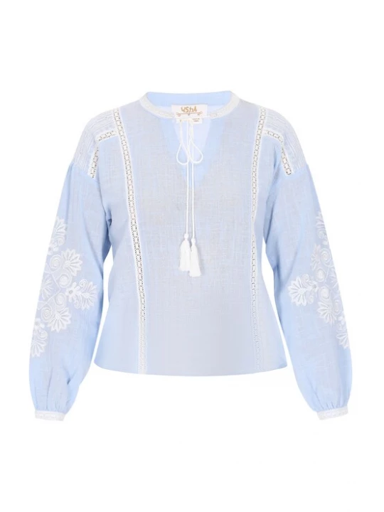 Foto van product usha FESTIVAL Blouse 'Spring Summer' lichtblauw / wit