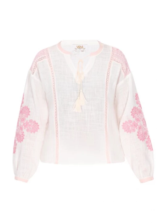 Foto van product usha FESTIVAL Blouse 'Spring Summer' rosé / oudroze / wit