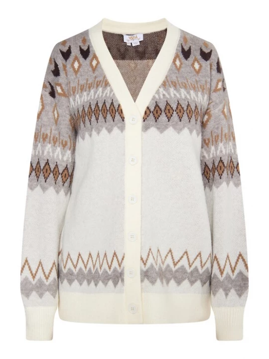 Foto van product usha FESTIVAL Gebreid vest beige / bruin / zwart