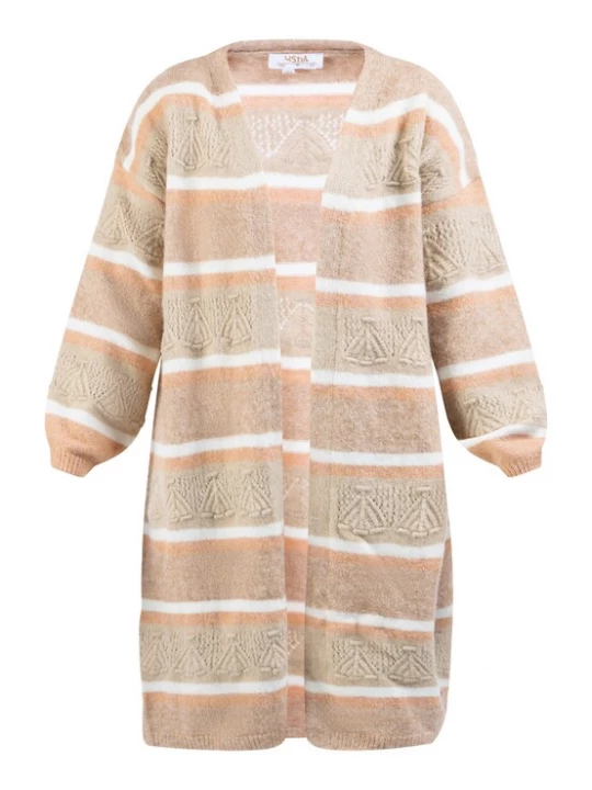 Foto van product usha FESTIVAL Gebreid vest beige / camel / wit