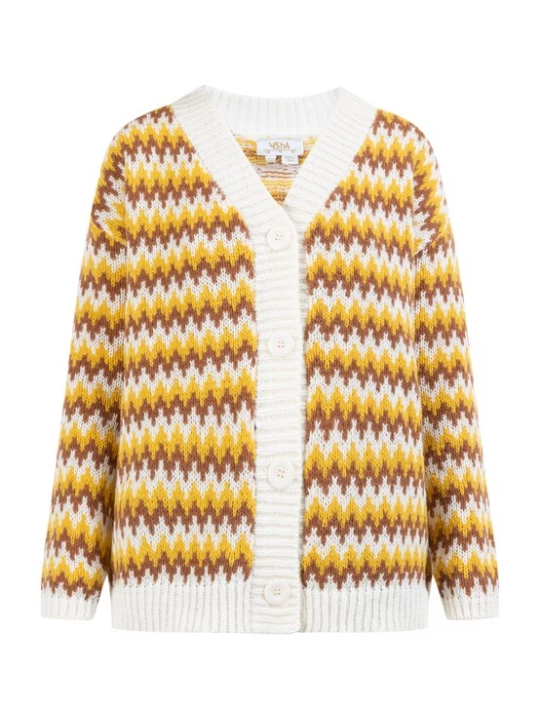 Foto van product usha FESTIVAL Gebreid vest beige / lichtbruin / mosterd