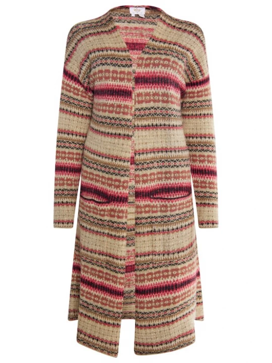 Foto van product usha FESTIVAL Gebreid vest 'Carnea' beige / nachtblauw / bruin / pink