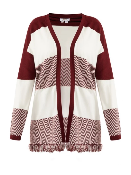 Foto van product usha FESTIVAL Gebreid vest 'Carnea' bordeaux / wit