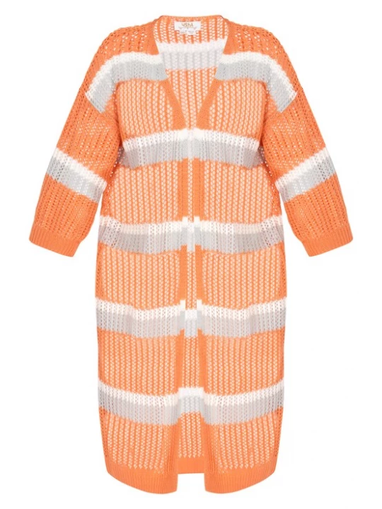Foto van product usha FESTIVAL Gebreid vest 'Fashion Look' grijs / oranje / wit