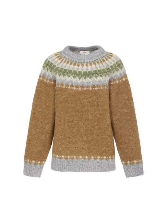 Foto van product usha FESTIVAL Trui beige / cognac / grasgroen