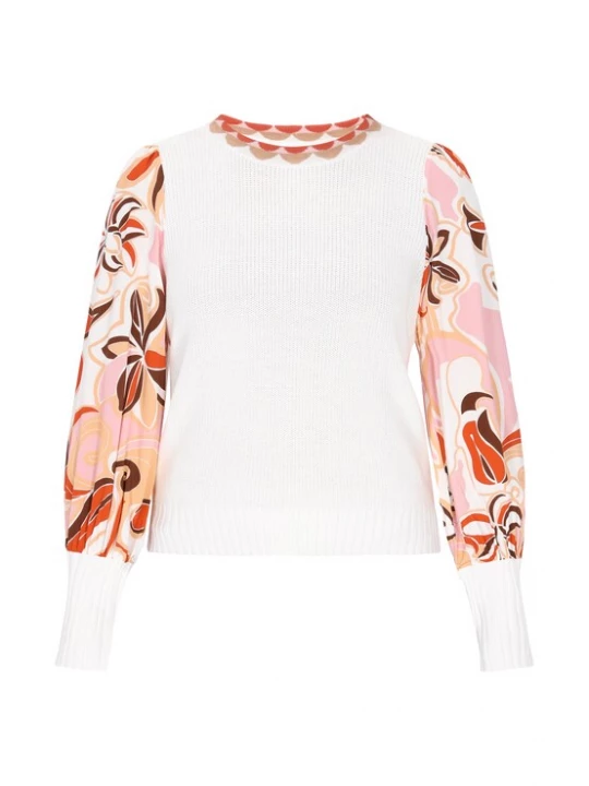 Foto van product usha FESTIVAL Trui 'Fashion Look' donkerbruin / kreeft / pasteloranje / wit