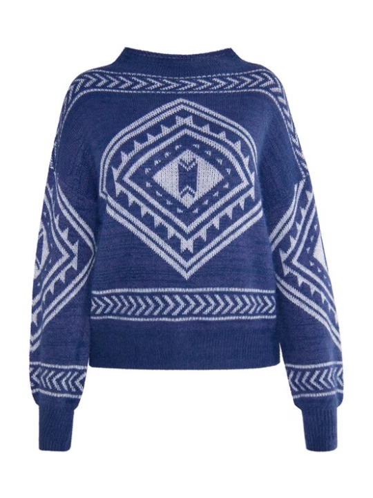 Foto van product usha FESTIVAL Trui 'Rakata' donkerblauw / wit