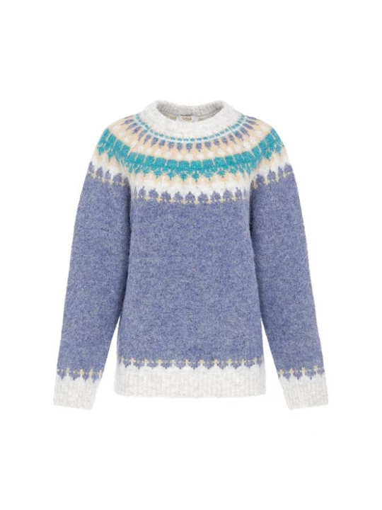 Foto van product usha FESTIVAL Trui 'Western Country' beige / opaal / aqua / wit gemêleerd