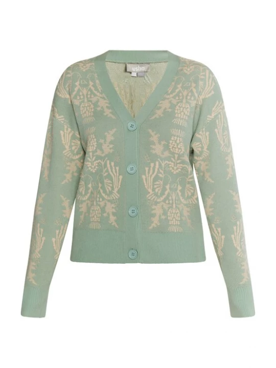 Foto van product Usha Gebreid vest crème / groen