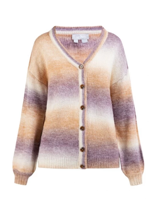 Foto van product Usha Gebreid vest ecru / cognac / donkerlila