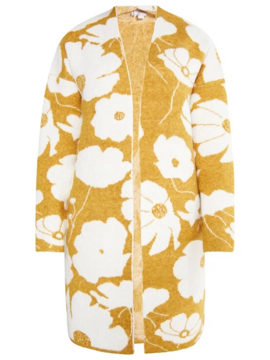 Foto van product Usha Gebreid vest 'Lurea' curry / wit