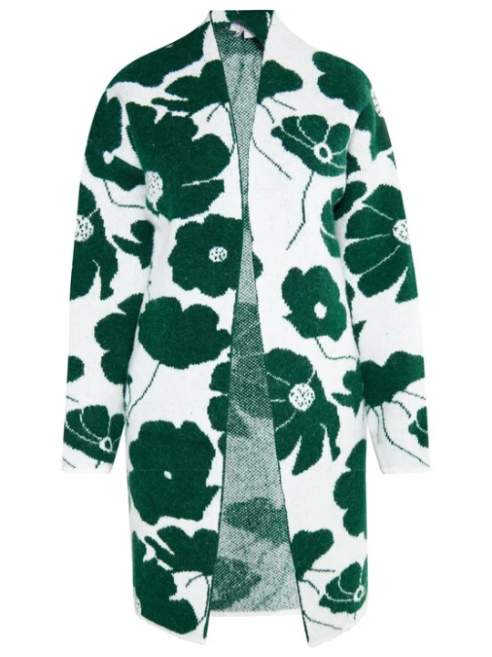 Foto van product Usha Gebreid vest 'Lurea' donkergroen / wit
