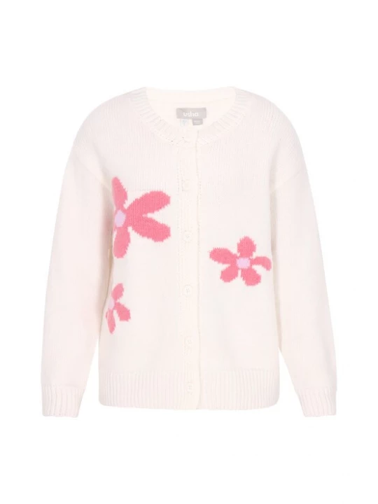 Foto van product Usha Gebreid vest pink / offwhite