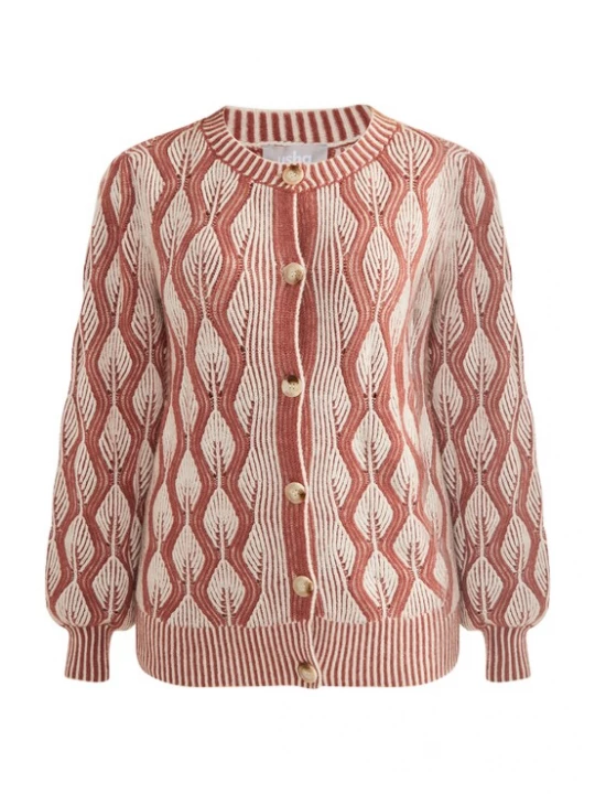 Foto van product Usha Gebreid vest 'Sivene' oudroze / wolwit