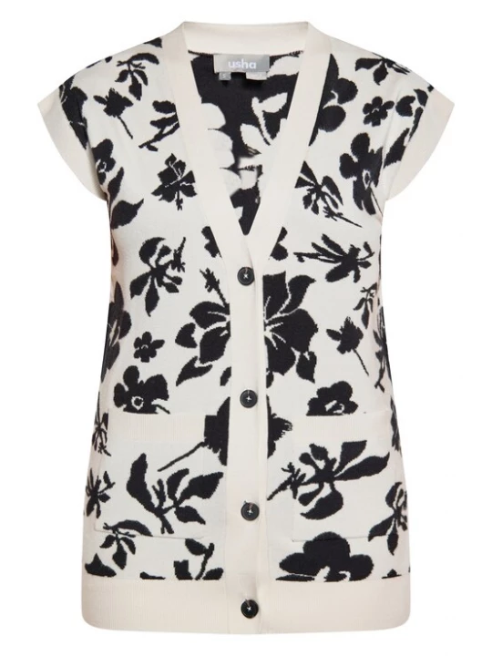 Foto van product Usha Gebreide bodywarmer zwart / wolwit