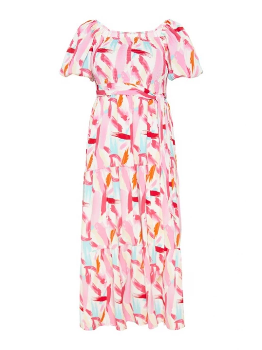 Foto van product Usha Jurk aqua / pink / rood