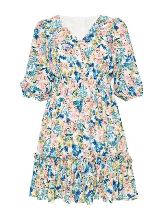 Foto van product FELIPA Jurk 'Spring Summer' blauw / azuur / lichtgroen / wit