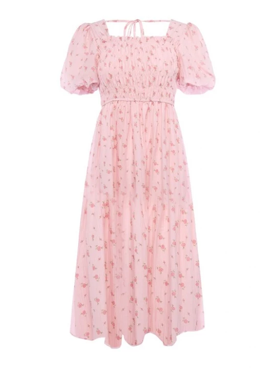 Foto van product Usha Jurk 'Floral' groen / pink / rosa