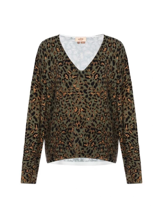 Foto van product Usha Shirt bruin / chocoladebruin / olijfgroen