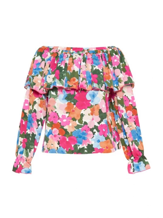 Foto van product Usha Shirt 'Fashion Look' hemelsblauw / donkergroen / rosa / donkerroze