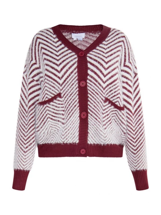 Foto van product usha WHITE LABEL Gebreid vest 'Pryam' kersrood / wit