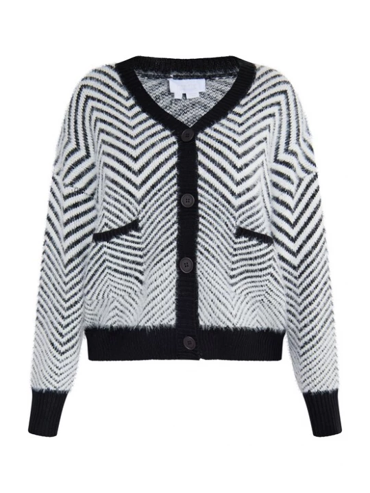 Foto van product usha WHITE LABEL Gebreid vest 'Pryam' zwart / wit