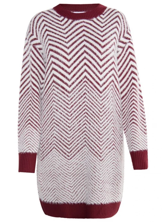 Foto van product usha WHITE LABEL Gebreide jurk 'Vanne' kersrood / wit