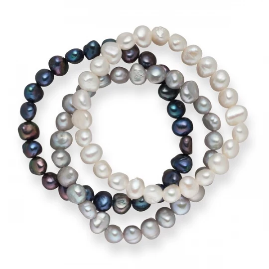 Foto van product Valero Pearls Armband donkerblauw / grijs / wit