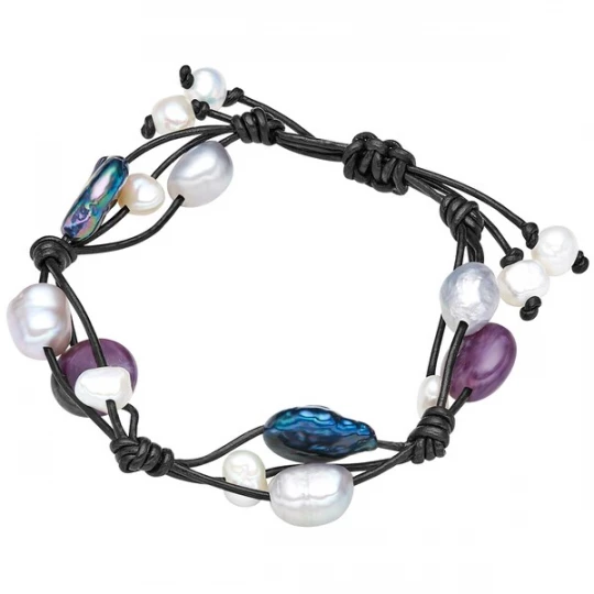 Foto van product Valero Pearls Armband marine / lichtlila / zwart / wit