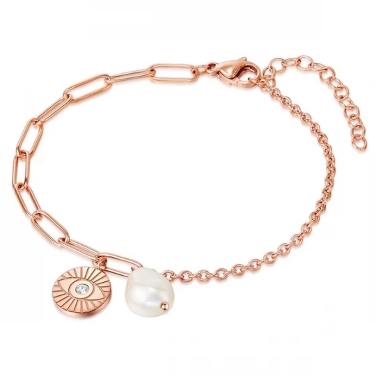 Foto van product Valero Pearls Armband rose-goud / parelwit
