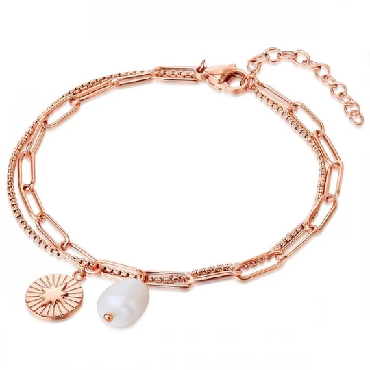Foto van product Valero Pearls Armband rose-goud / parelwit