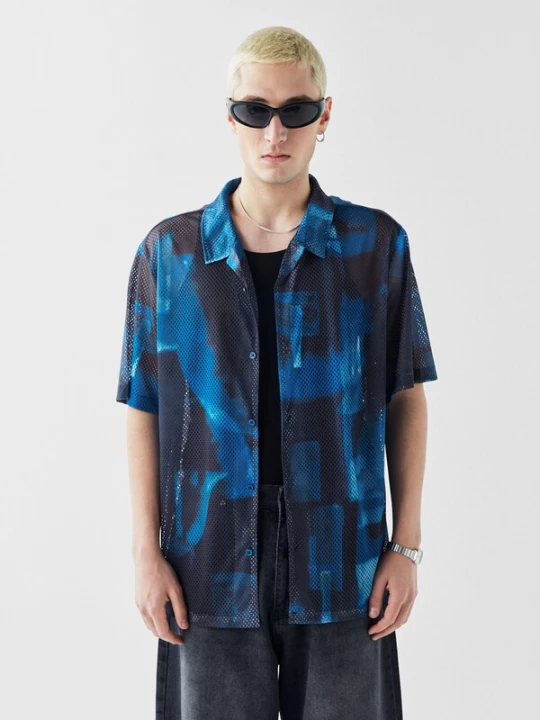 Foto van product VAMOS CLO Overhemd blauw / zwart