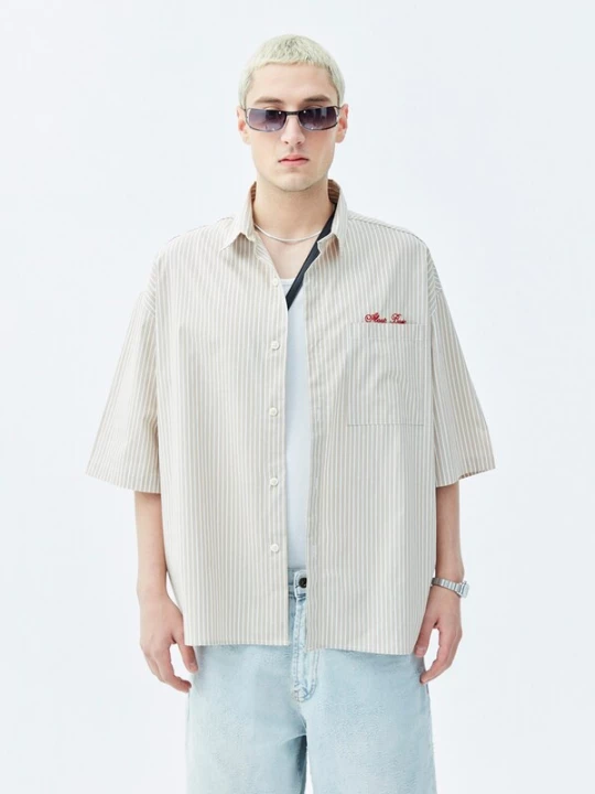 Foto van product VAMOS CLO Overhemd 'Sherman' sand / bloedrood / wit