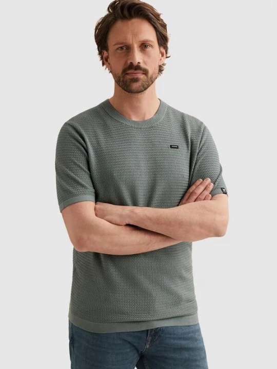Foto van product VANGUARD Shirt 'T-shirt in cotton / modal with texture' smoky blue