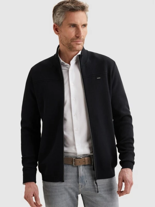 Foto van product VANGUARD Trui 'Cardigan in cotton / modal with zipper closure' donkerblauw