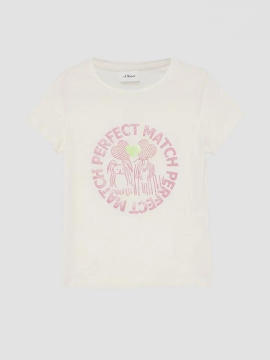 Foto van product Varianten T-shirt met glitterprint s.Oliver crème