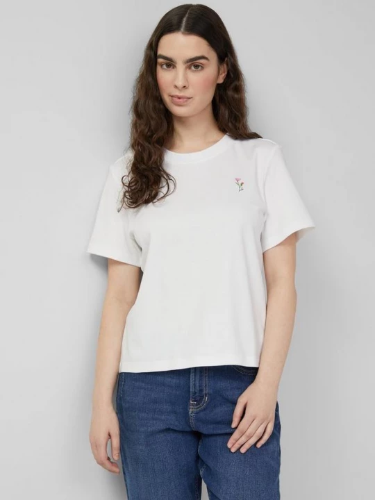 Foto van product Verkort katoenen T-shirt met artwork s.Oliver wit