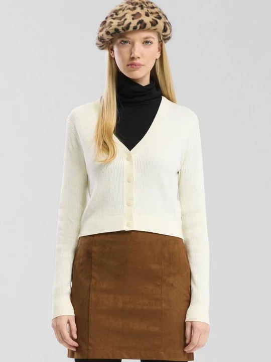 Foto van product Verkort vest met geribde textuur QS crème